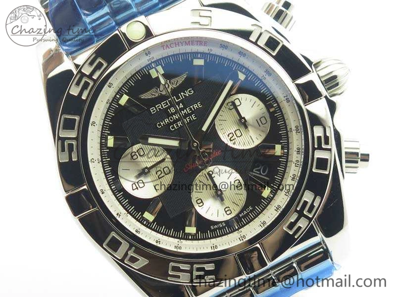 Chronomat B01 AB0110 Chrono SS GF 1:1 Best Edition Black Dial On SS Bracelet A7750
