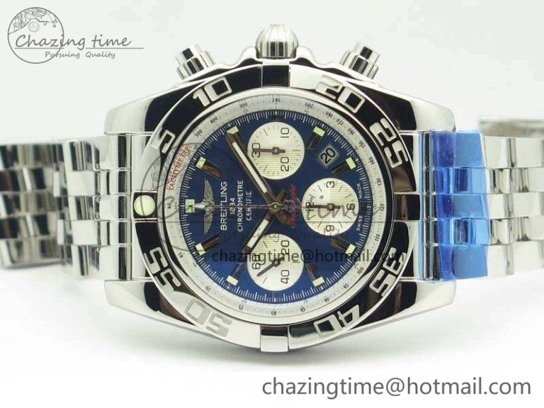 Chronomat B01 AB0110 Chrono SS GF 1:1 Best Edition Blue Dial On SS Bracelet A7750