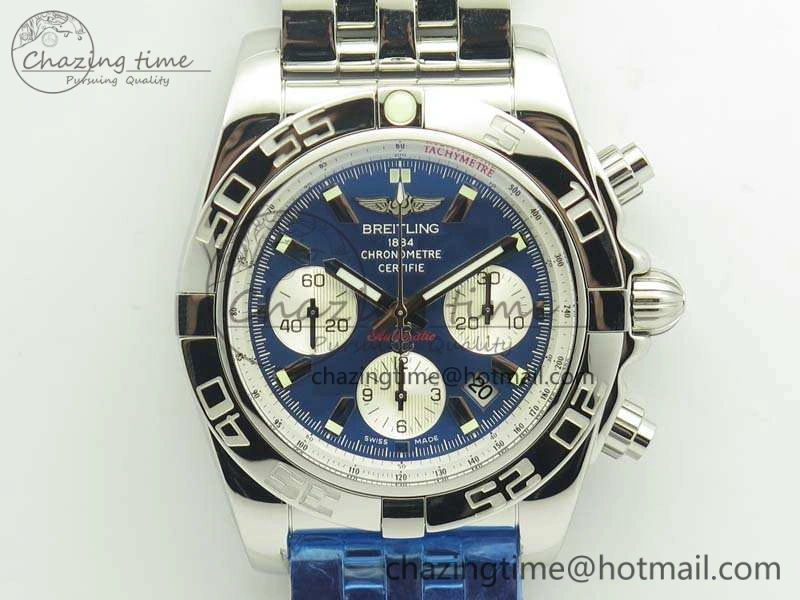Chronomat B01 AB0110 Chrono SS GF 1:1 Best Edition Blue Dial On SS Bracelet A7750