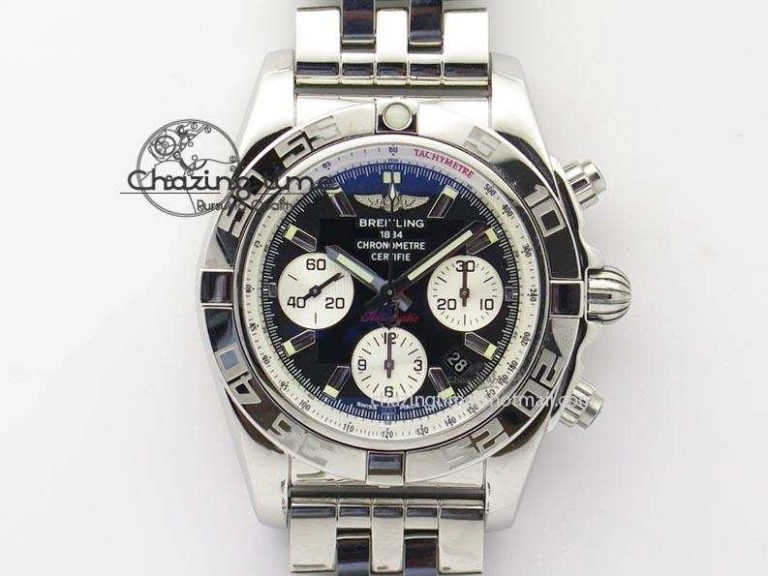 Chronomat B01 Chrono SS JF 1:1 Best Edition Black Dial On SS Bracelet A7750