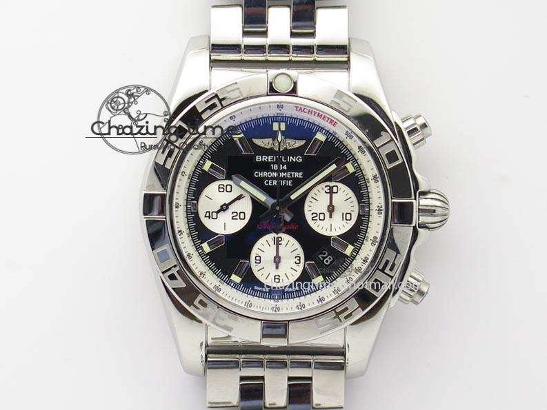 Chronomat B01 Chrono SS JF 1:1 Best Edition Black Dial On SS Bracelet A7750