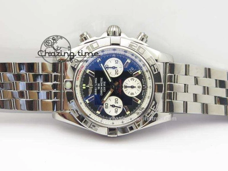 Chronomat B01 Chrono SS JF 1:1 Best Edition Black Dial On SS Bracelet A7750