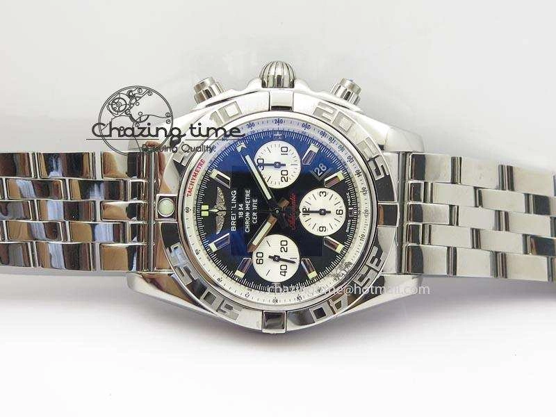 Chronomat B01 Chrono SS JF 1:1 Best Edition Black Dial On SS Bracelet A7750