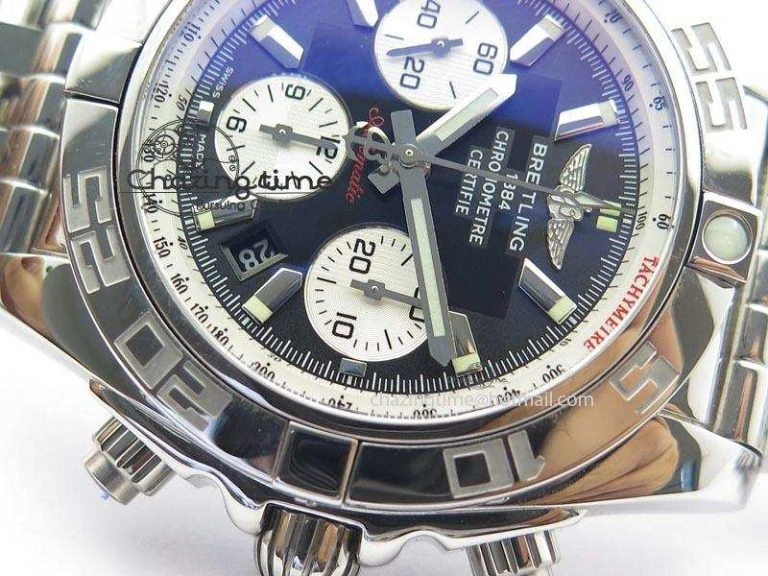Chronomat B01 Chrono SS JF 1:1 Best Edition Black Dial On SS Bracelet A7750