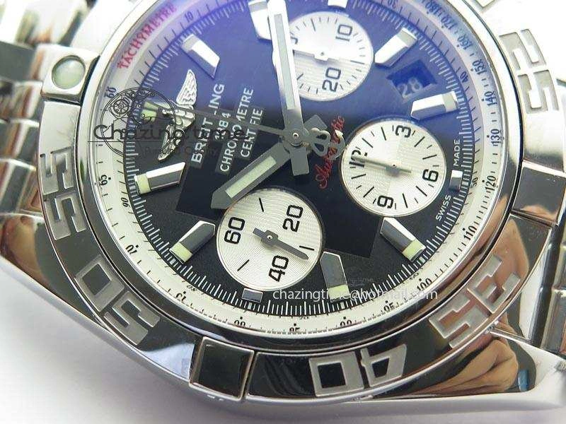 Chronomat B01 Chrono SS JF 1:1 Best Edition Black Dial On SS Bracelet A7750