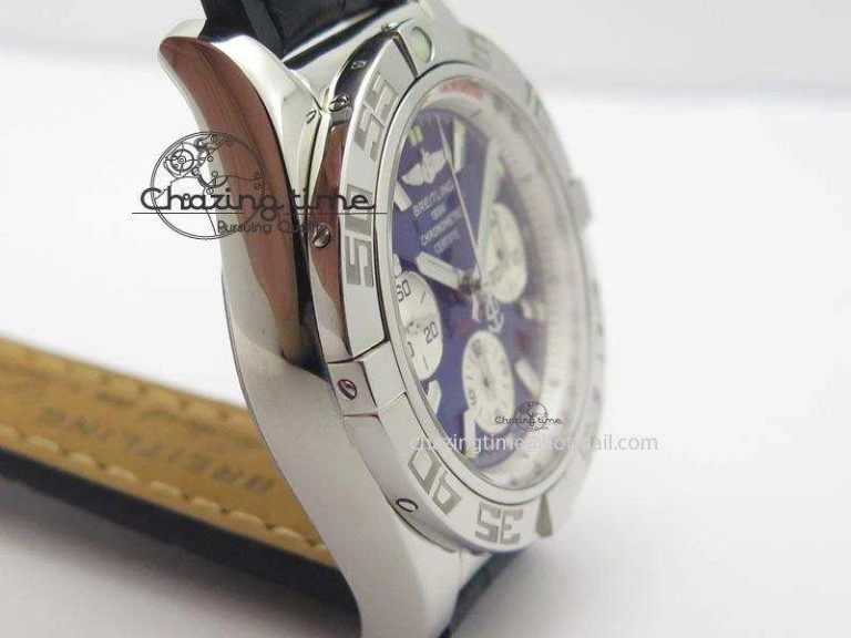 Chronomat B01 Chrono SS JF 1:1 Best Edition Blue Dial On Black Leather Strap A7750