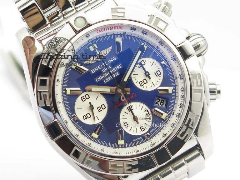 Chronomat B01 Chrono SS JF 1:1 Best Edition Blue Dial On SS Bracelet A7750