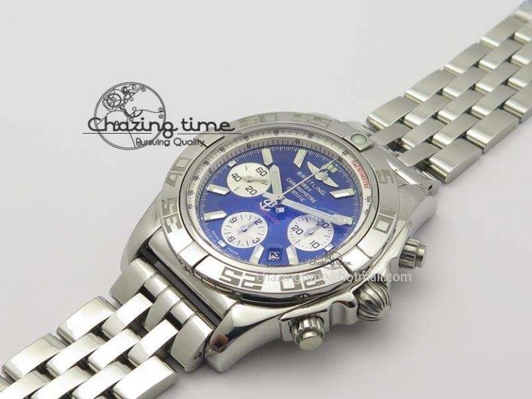 Chronomat B01 Chrono SS JF 1:1 Best Edition Blue Dial On SS Bracelet A7750