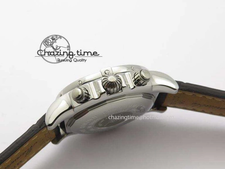 Chronomat B01 Chrono SS JF 1:1 Best Edition Gray Dial On Black Leather Strap A7750