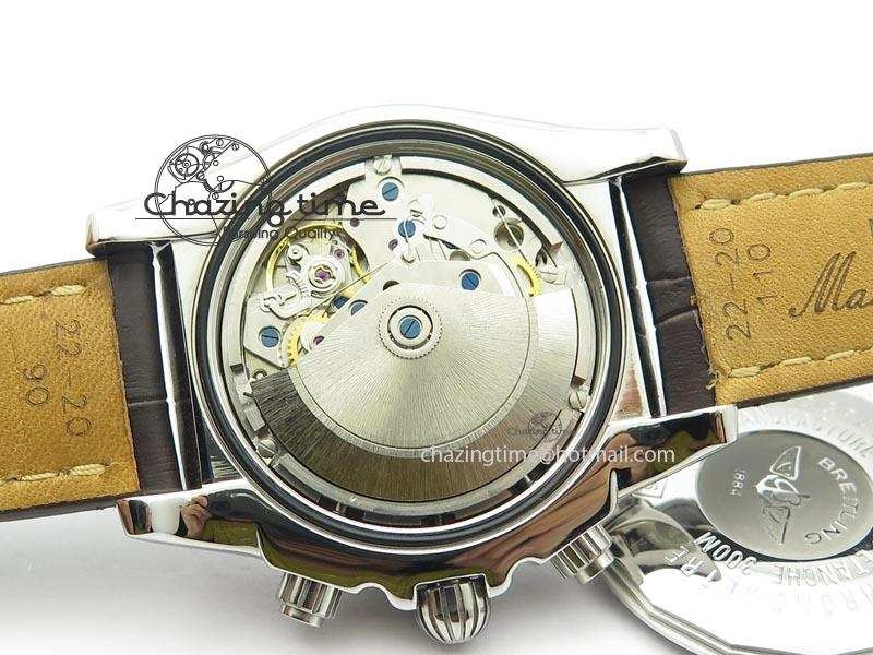 Chronomat B01 Chrono SS JF 1:1 Best Edition Gray Dial On Black Leather Strap A7750