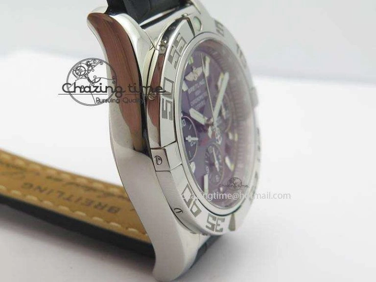 Chronomat B01 Chrono SS JF 1:1 Best Edition Gray Dial On Black Leather Strap A7750