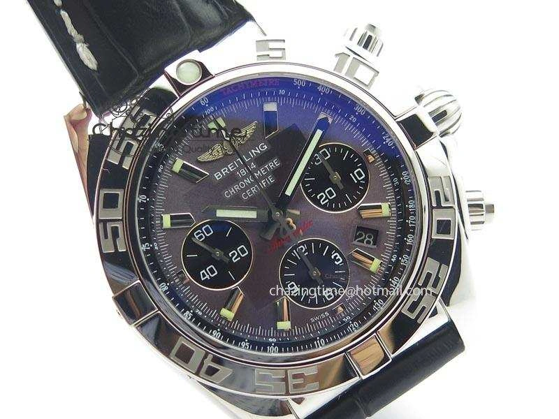 Chronomat B01 Chrono SS JF 1:1 Best Edition Gray Dial On Black Leather Strap A7750