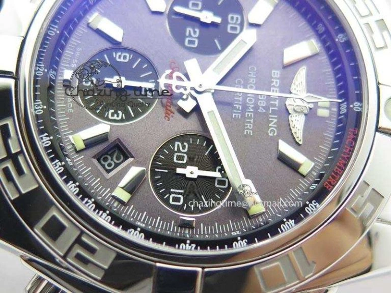 Chronomat B01 Chrono SS JF 1:1 Best Edition Gray Dial On Black Leather Strap A7750