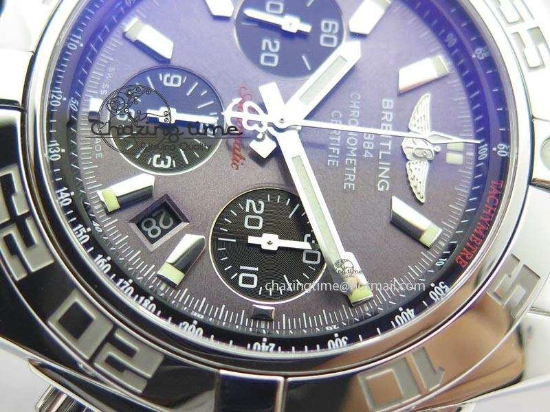 Chronomat B01 Chrono SS JF 1:1 Best Edition Gray Dial On Black Leather Strap A7750