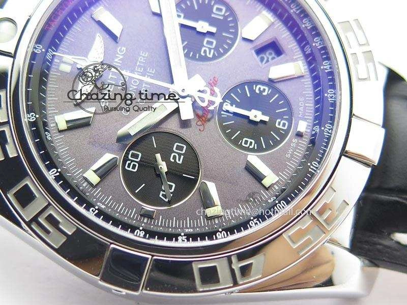Chronomat B01 Chrono SS JF 1:1 Best Edition Gray Dial On Black Leather Strap A7750