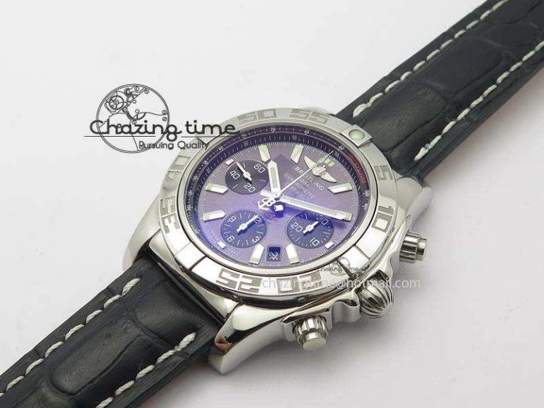 Chronomat B01 Chrono SS JF 1:1 Best Edition Gray Dial On Black Leather Strap A7750