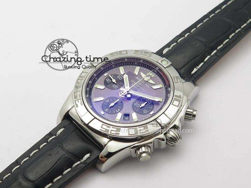 Chronomat B01 Chrono SS JF 1:1 Best Edition Gray Dial On Black Leather Strap A7750