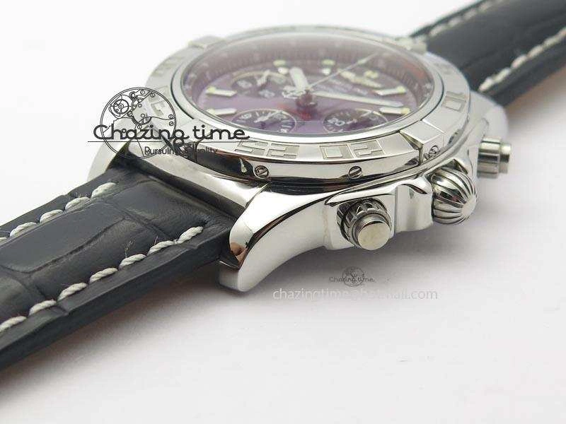 Chronomat B01 Chrono SS JF 1:1 Best Edition Gray Dial On Black Leather Strap A7750