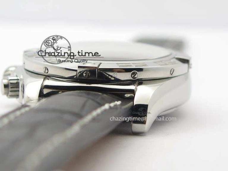 Chronomat B01 Chrono SS JF 1:1 Best Edition Gray Dial On Black Leather Strap A7750