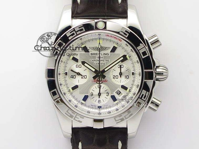 Chronomat B01 Chrono SS JF 1:1 Best Edition White Dial On Brown Leather Strap A7750