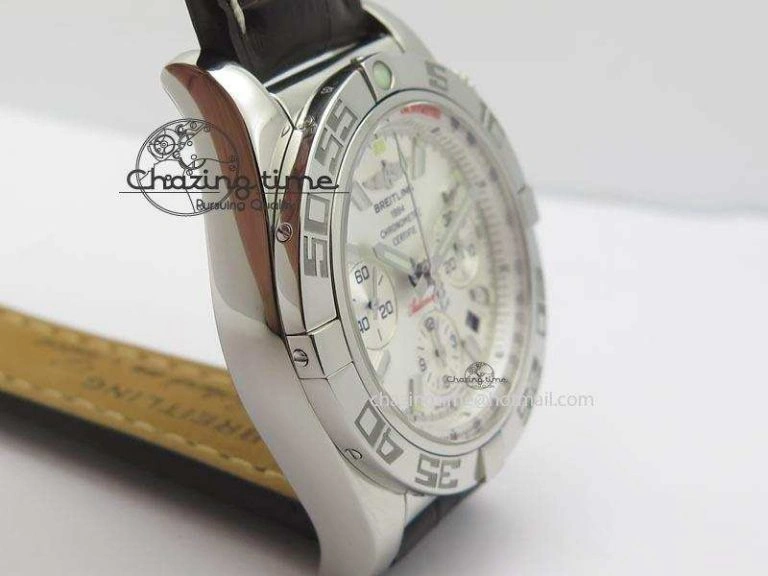 Chronomat B01 Chrono SS JF 1:1 Best Edition White Dial On Brown Leather Strap A7750