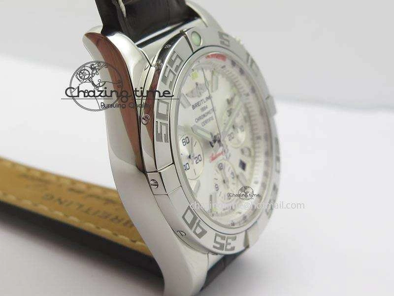 Chronomat B01 Chrono SS JF 1:1 Best Edition White Dial On Brown Leather Strap A7750