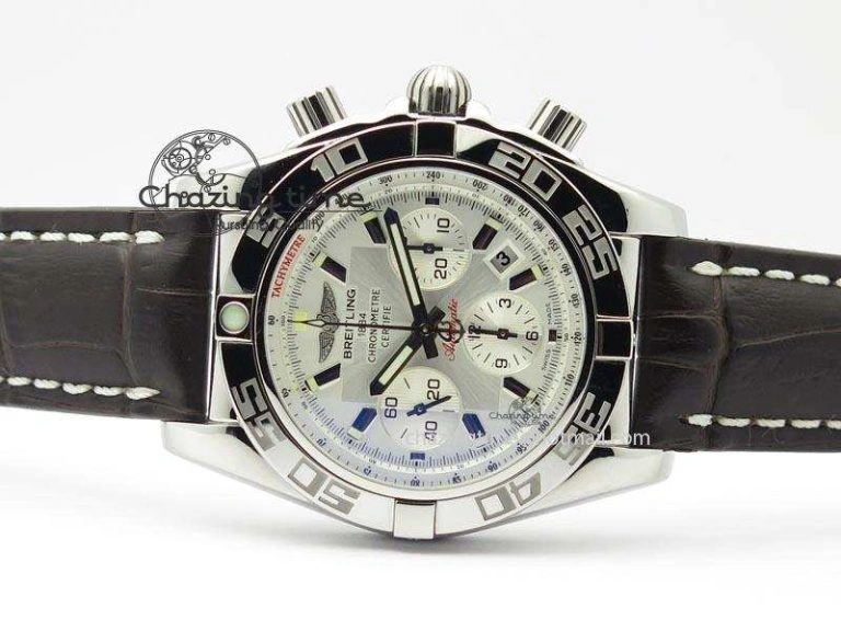 Chronomat B01 Chrono SS JF 1:1 Best Edition White Dial On Brown Leather Strap A7750