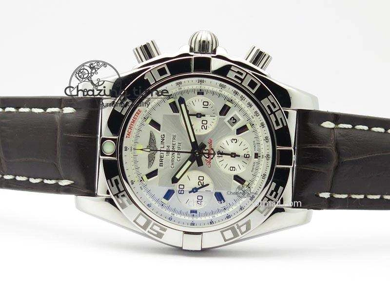 Chronomat B01 Chrono SS JF 1:1 Best Edition White Dial On Brown Leather Strap A7750
