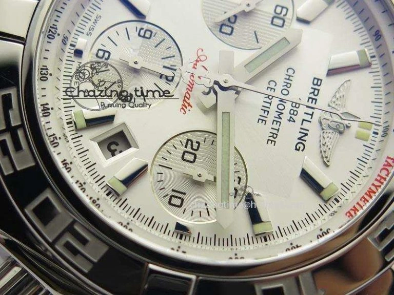 Chronomat B01 Chrono SS JF 1:1 Best Edition White Dial On Brown Leather Strap A7750