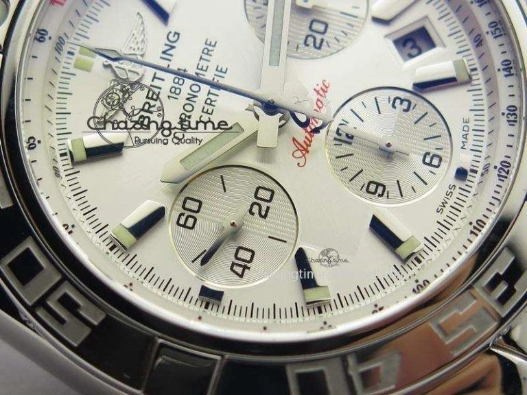 Chronomat B01 Chrono SS JF 1:1 Best Edition White Dial On Brown Leather Strap A7750
