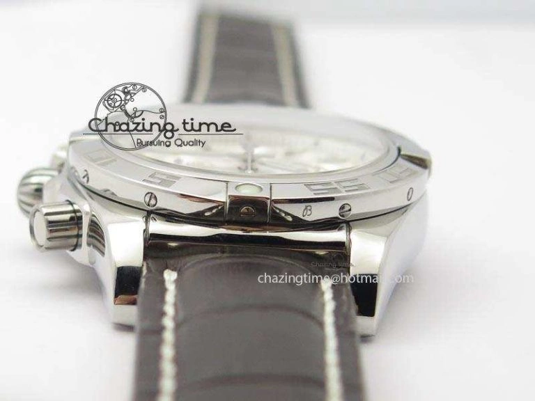 Chronomat B01 Chrono SS JF 1:1 Best Edition White Dial On Brown Leather Strap A7750