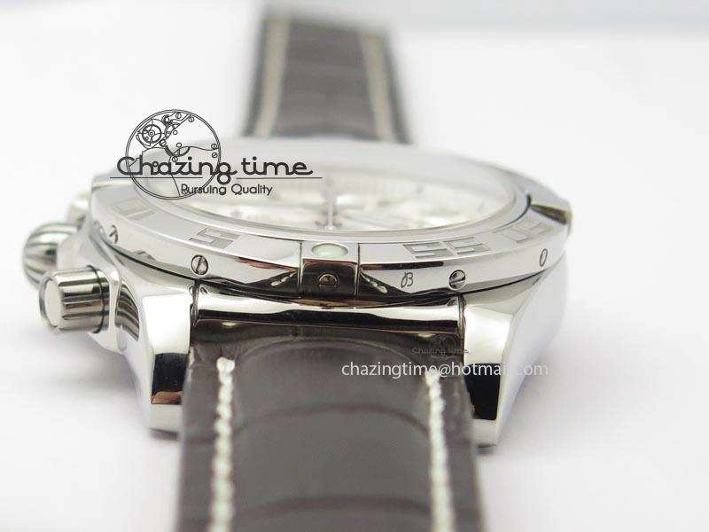 Chronomat B01 Chrono SS JF 1:1 Best Edition White Dial On Brown Leather Strap A7750