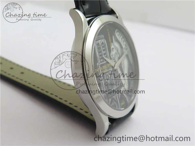 Classic 5077P-102 SS Case FLF Best Edition Real Enamel Dial 3 Black Leather strap Cal.240