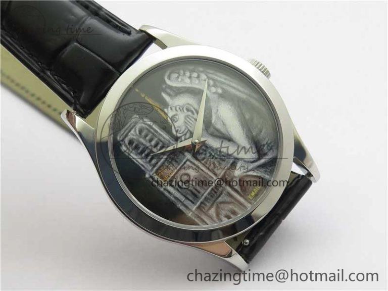 Classic 5077P-102 SS Case FLF Best Edition Real Enamel Dial 3 Black Leather strap Cal.240