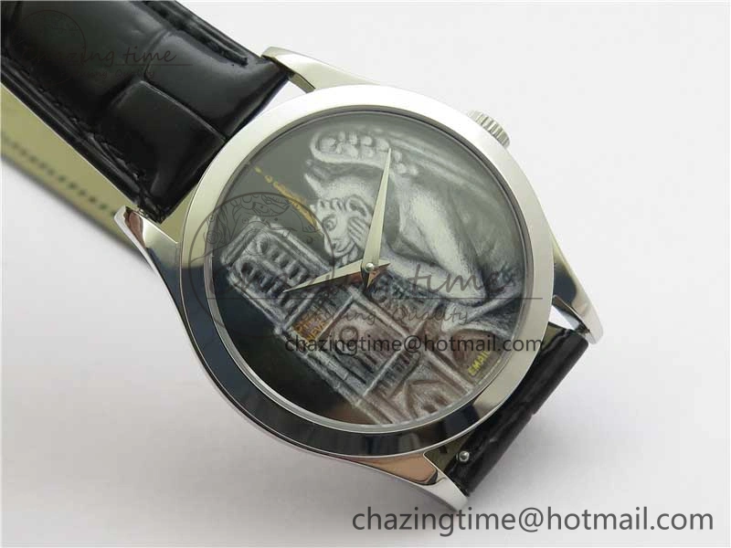 Classic 5077P-102 SS Case FLF Best Edition Real Enamel Dial 3 Black Leather strap Cal.240