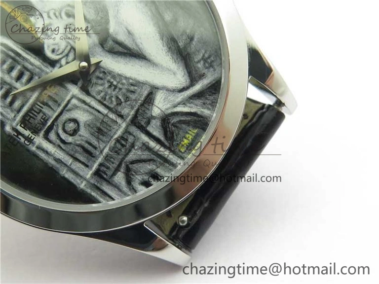 Classic 5077P-102 SS Case FLF Best Edition Real Enamel Dial 3 Black Leather strap Cal.240