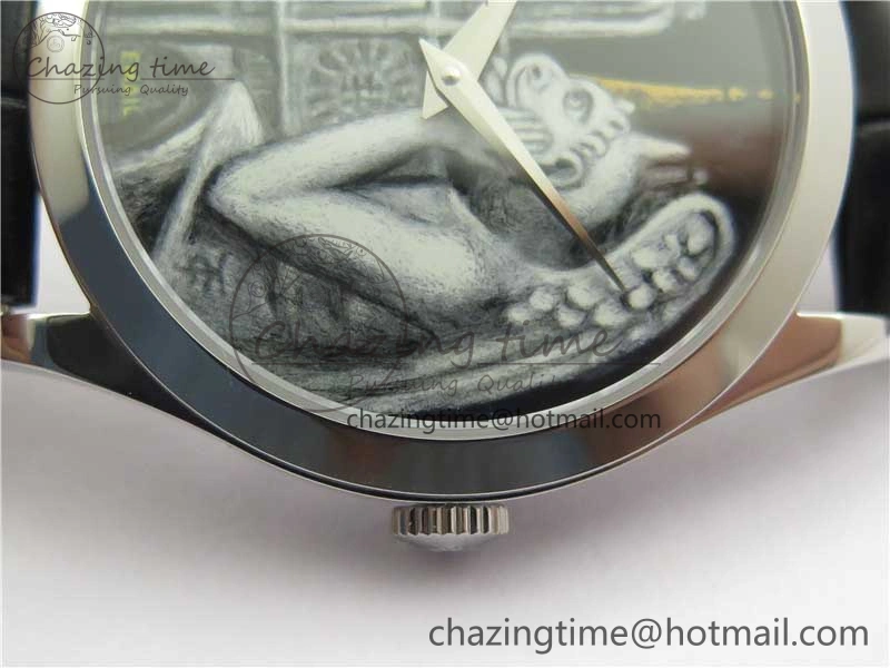 Classic 5077P-102 SS Case FLF Best Edition Real Enamel Dial 3 Black Leather strap Cal.240