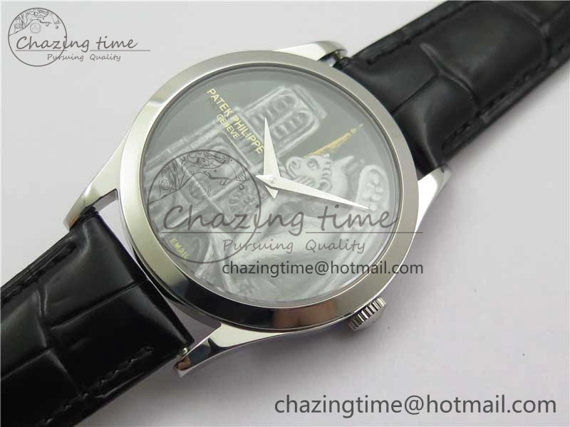 Classic 5077P-102 SS Case FLF Best Edition Real Enamel Dial 3 Black Leather strap Cal.240
