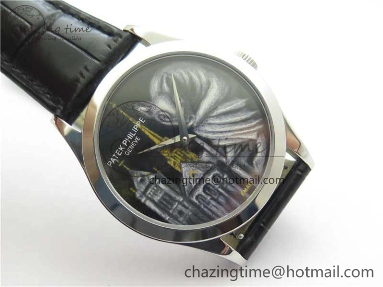 Classic 5077P-102 SS Case FLF Best Edition Real Enamel Dial 4 Black Leather strap Cal.240