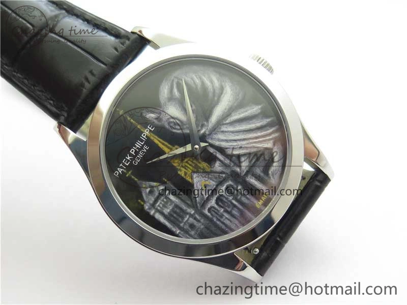 Classic 5077P-102 SS Case FLF Best Edition Real Enamel Dial 4 Black Leather strap Cal.240