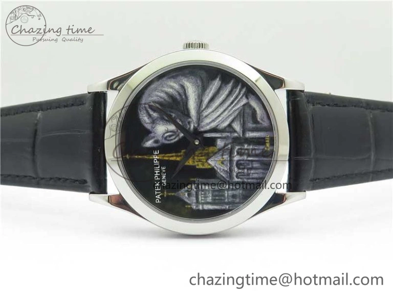 Classic 5077P-102 SS Case FLF Best Edition Real Enamel Dial 4 Black Leather strap Cal.240