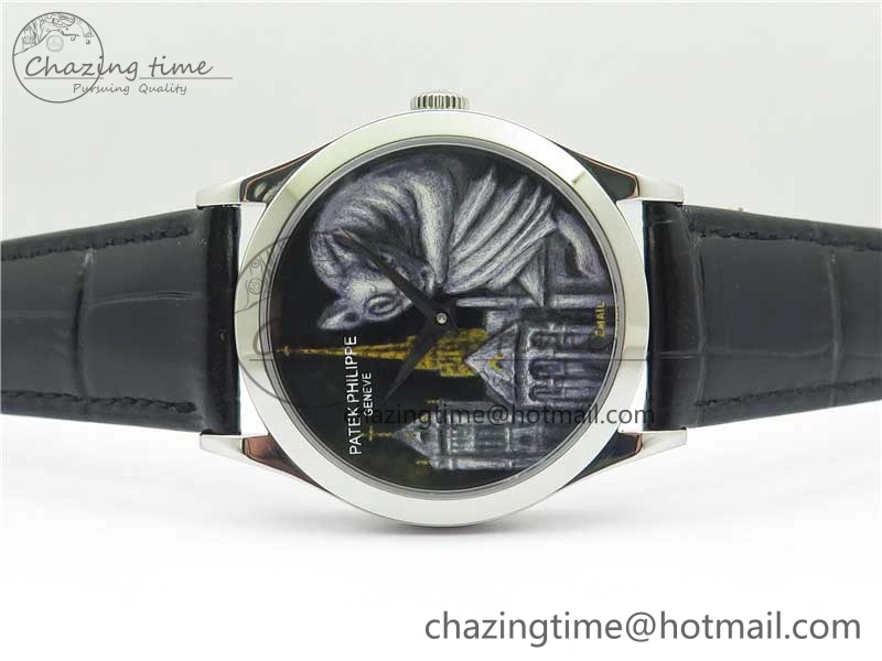 Classic 5077P-102 SS Case FLF Best Edition Real Enamel Dial 4 Black Leather strap Cal.240