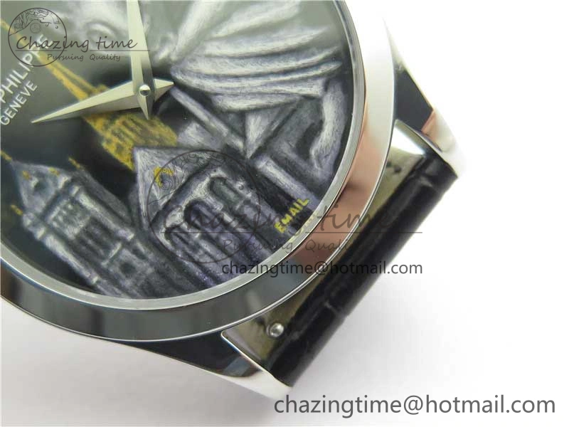 Classic 5077P-102 SS Case FLF Best Edition Real Enamel Dial 4 Black Leather strap Cal.240