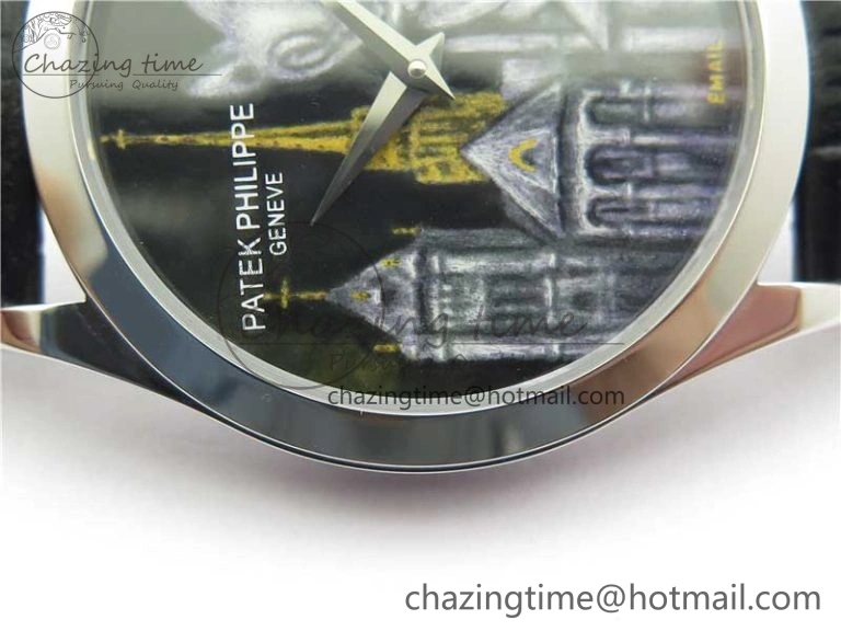 Classic 5077P-102 SS Case FLF Best Edition Real Enamel Dial 4 Black Leather strap Cal.240