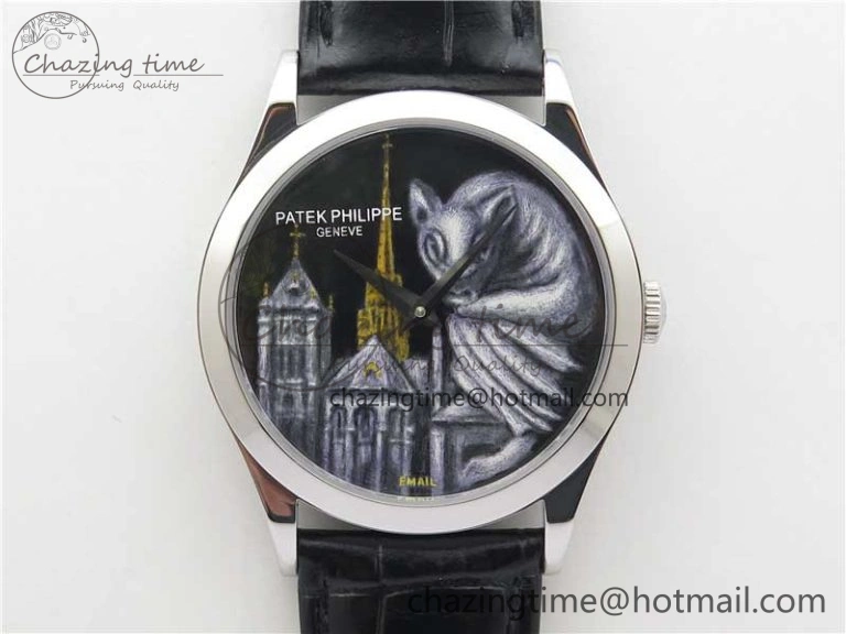 Classic 5077P-102 SS Case FLF Best Edition Real Enamel Dial 4 Black Leather strap Cal.240