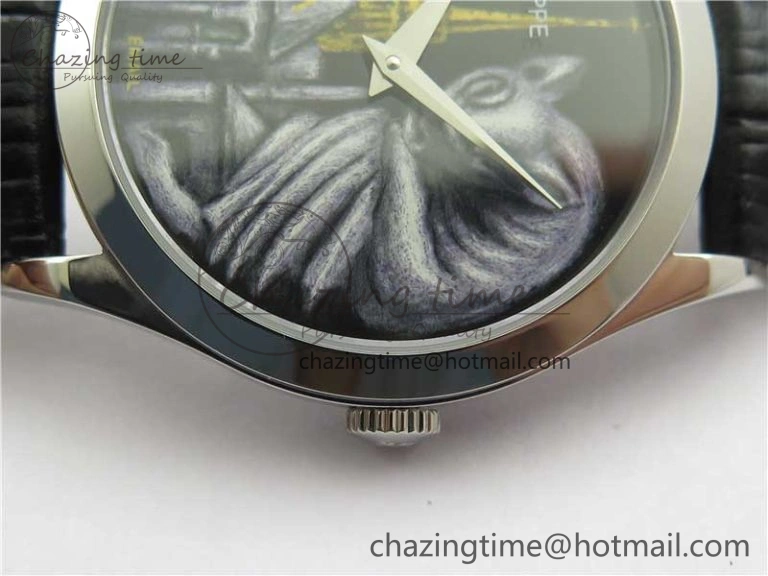 Classic 5077P-102 SS Case FLF Best Edition Real Enamel Dial 4 Black Leather strap Cal.240
