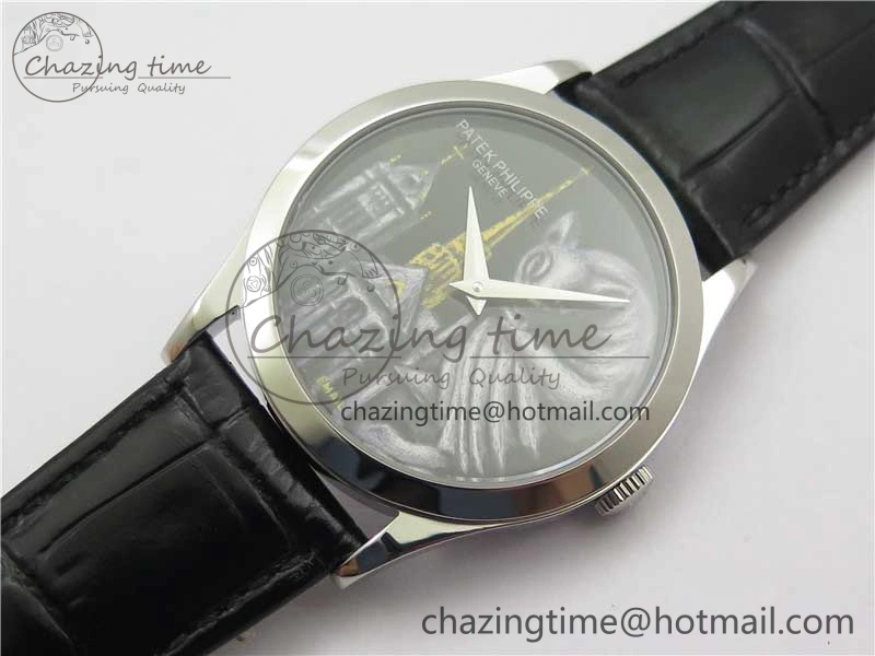 Classic 5077P-102 SS Case FLF Best Edition Real Enamel Dial 4 Black Leather strap Cal.240