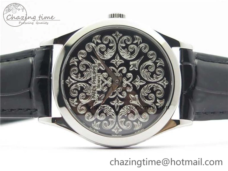 Classic 5088 100P-001 Engraved Case FLF Best Edition Engraved Dial on Black Leather strap Cal.240