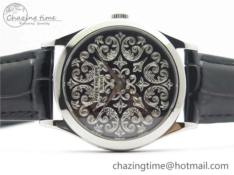 Classic 5088 100P-001 Engraved Case FLF Best Edition Engraved Dial on Black Leather strap Cal.240