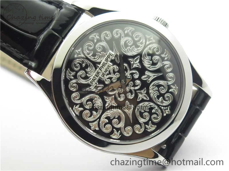 Classic 5088 100P-001 Engraved Case FLF Best Edition Engraved Dial on Black Leather strap Cal.240